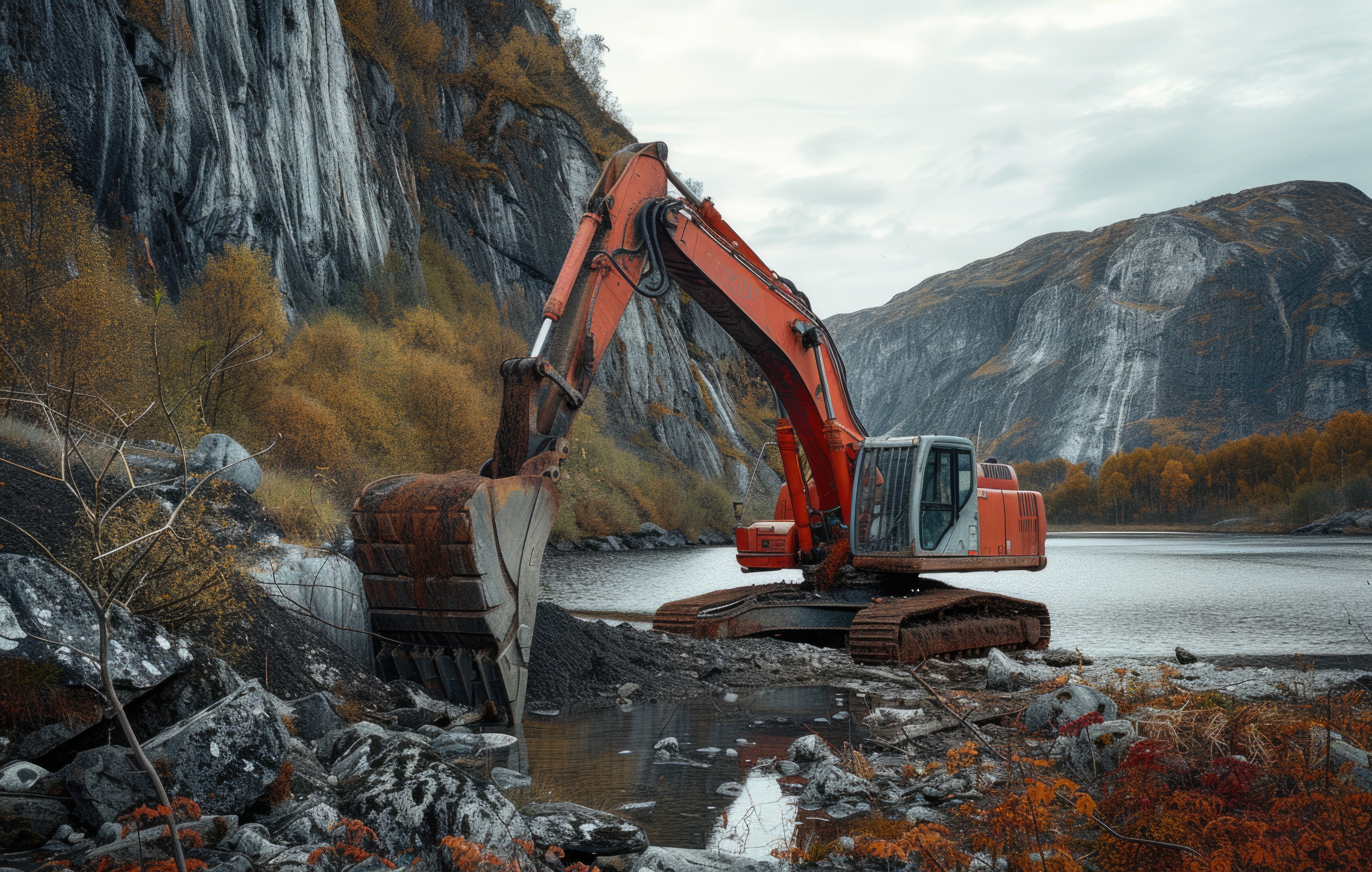 Heavy-duty machinery at a large worksite